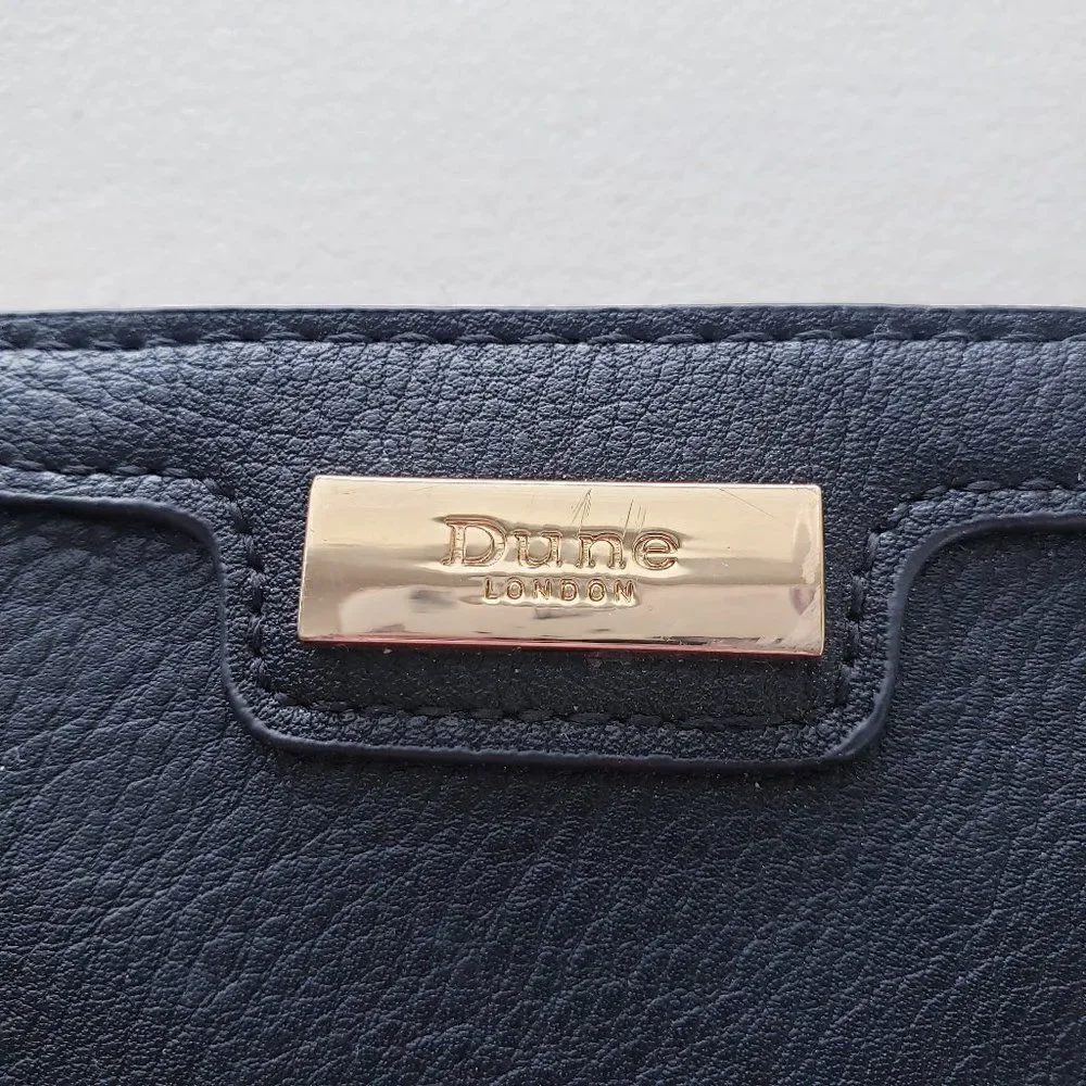 Dune London Black Leather Coin Purse Small 3 x 5 Wallet Gold Hardware